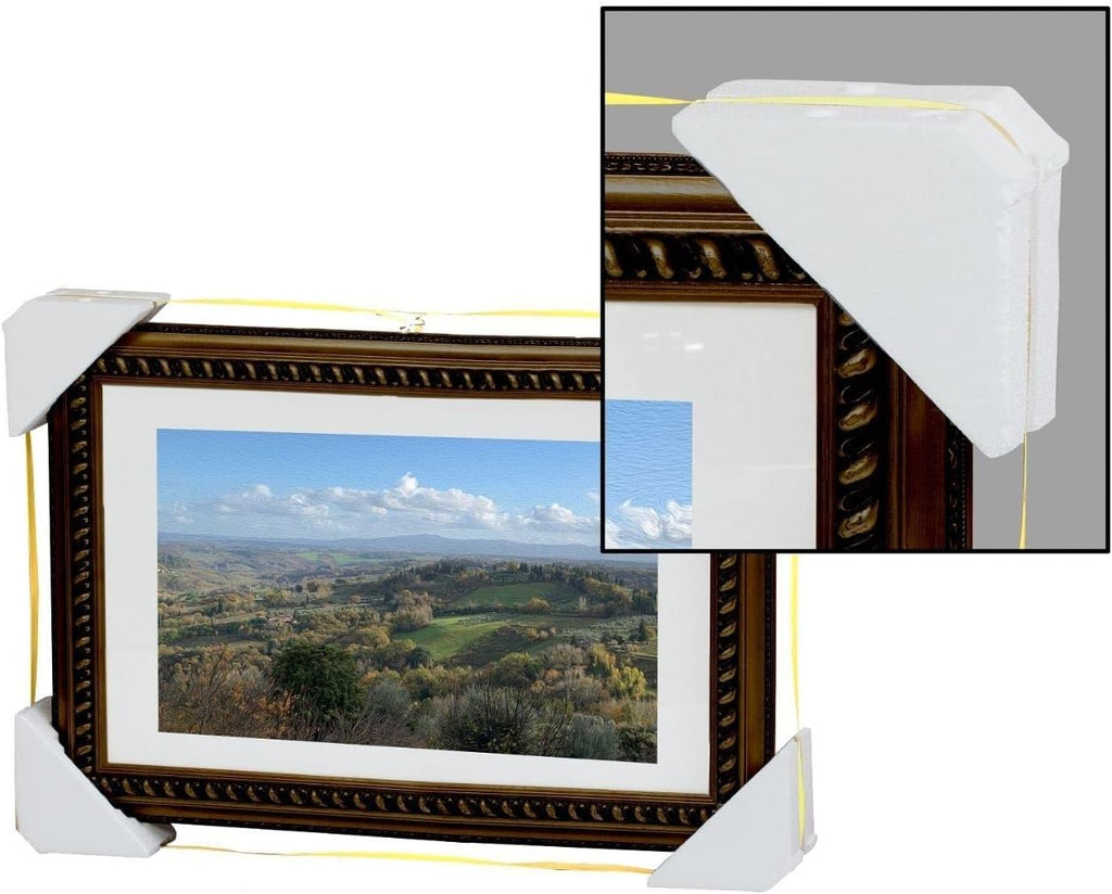 Picture Packer Kit - 4 Corner Protectors for Picture Frames & Mirrors - Includes 17' Securing Strap