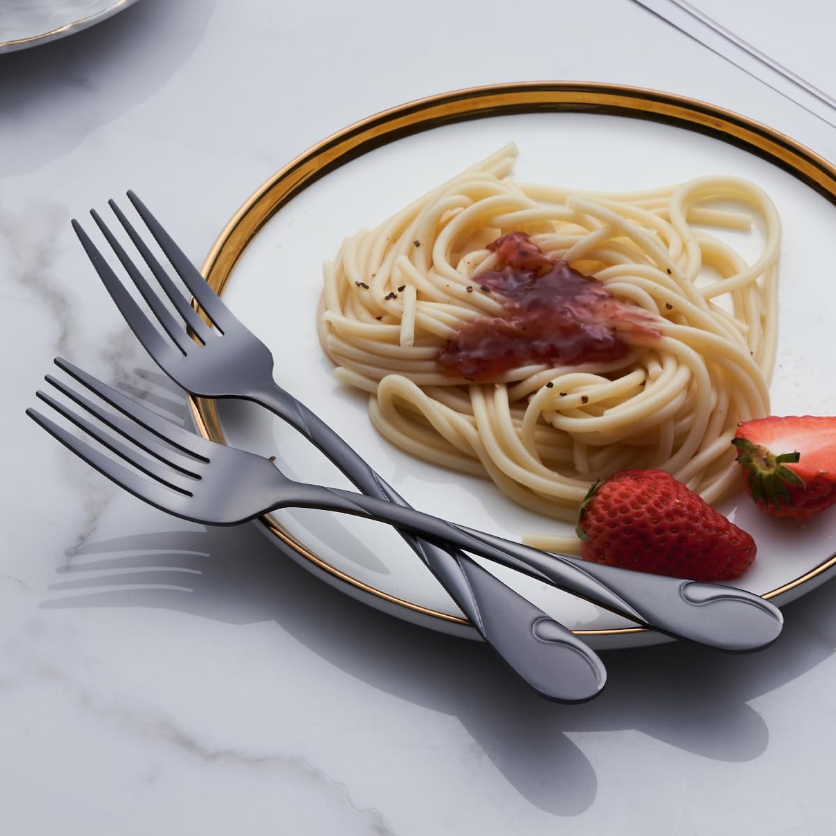Black Silverware Set for 12, 60-Piece Stainless Steel Flatware Set, Shiny Black Metal Cutlery Set, Include Fork