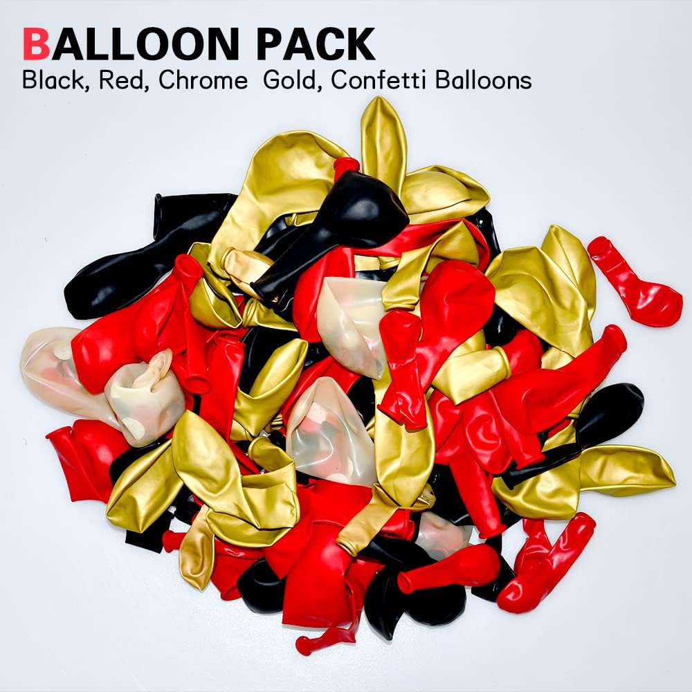 Red and Black Balloon Arch Kit, 114PCS Red and Gold Balloons 4 Size Red Black Gold Balloons for Birthday, Casino