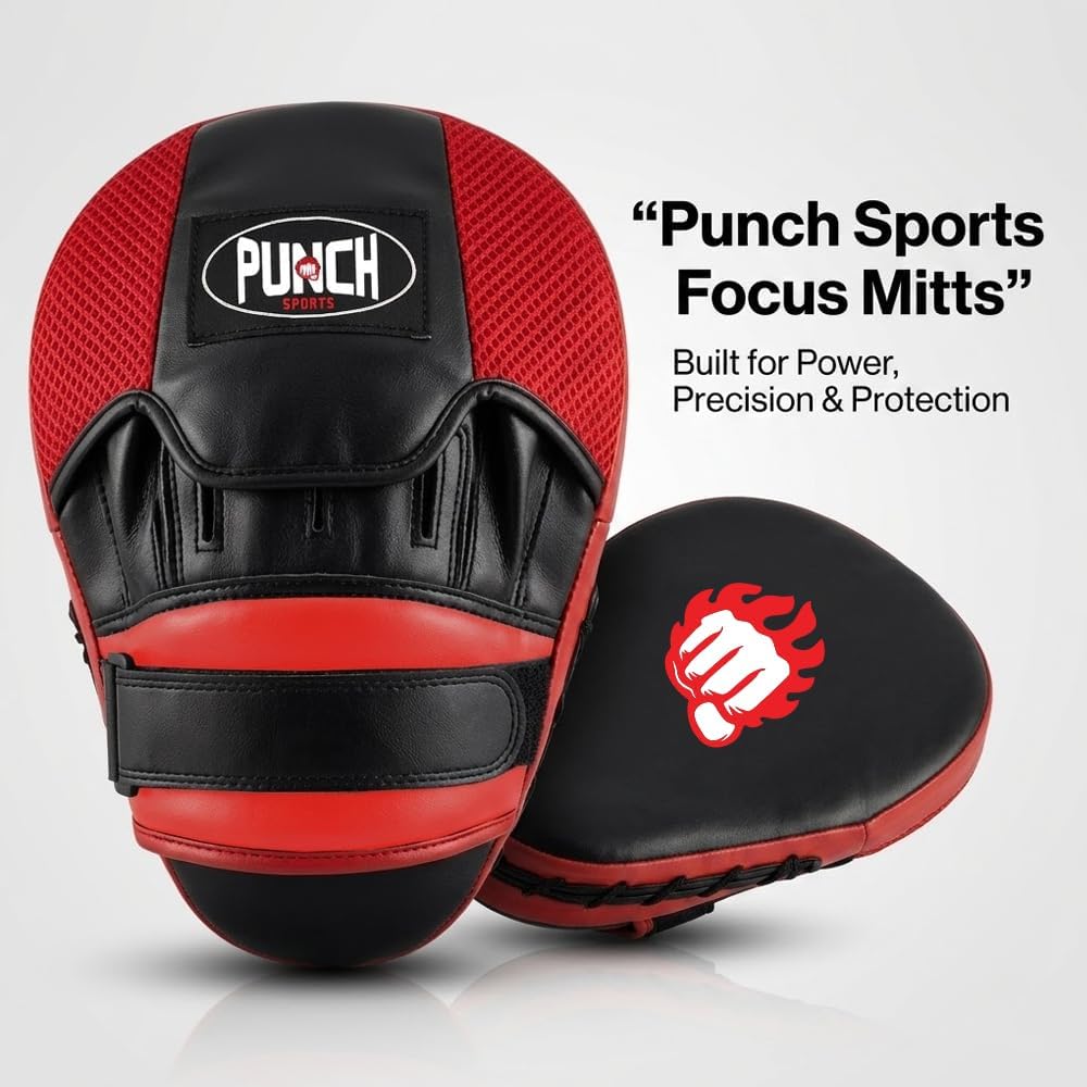 s Focus Mitts – Synthetic Leather Boxing Pads with Hand Molded Padding, EVA Foam Shock Absorption, Hook & Loop
