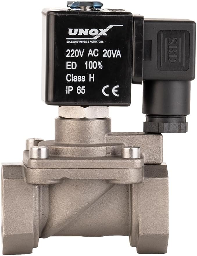 UNOX 1/2" NPT High Pressure Solenoid Valve 24V DC, Stainless Steel AISI316 Solenoid Valves Normally Closed - 7-580 PSI Multi-Purpose Reliable Control Valve for Water and Air