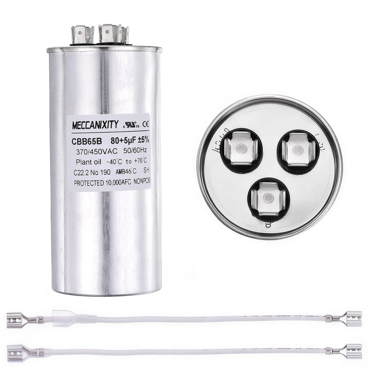 MECCANIXITY CBB65 Dual Run Start Capacitor 80+5UF 80/5MFD 2Set 5.12"x2.36"