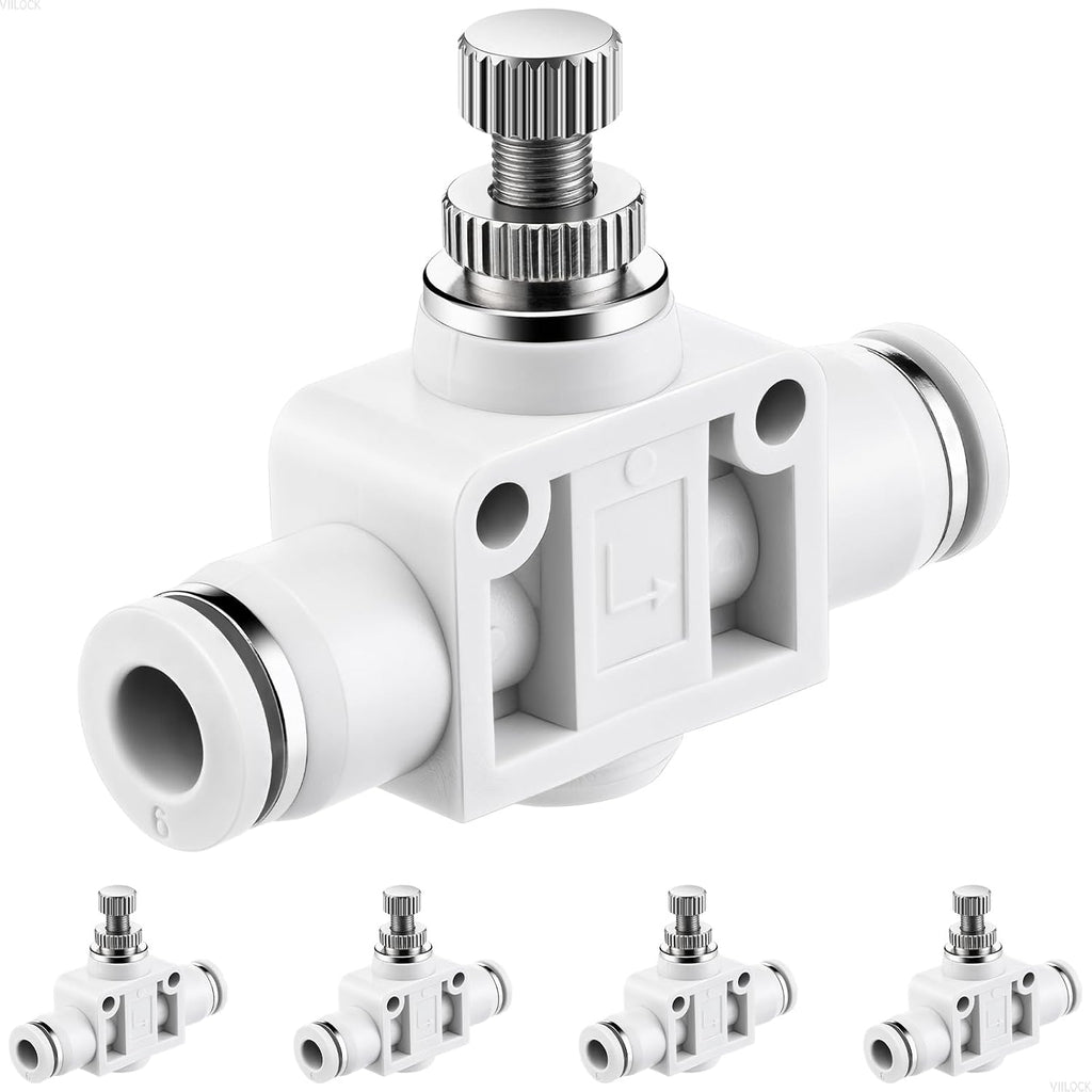6mm OD Inline Air Flow Control Valve Push Fit Speed Controller 5Pcs