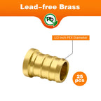 25 Pack 1/2" Brass PEX Barb Plug End Cap