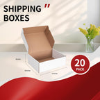 12x10x3 Inches Shipping Boxes Set of 20, Large Corrugated Cardboard Boxes, White Mailer Box for Small Business