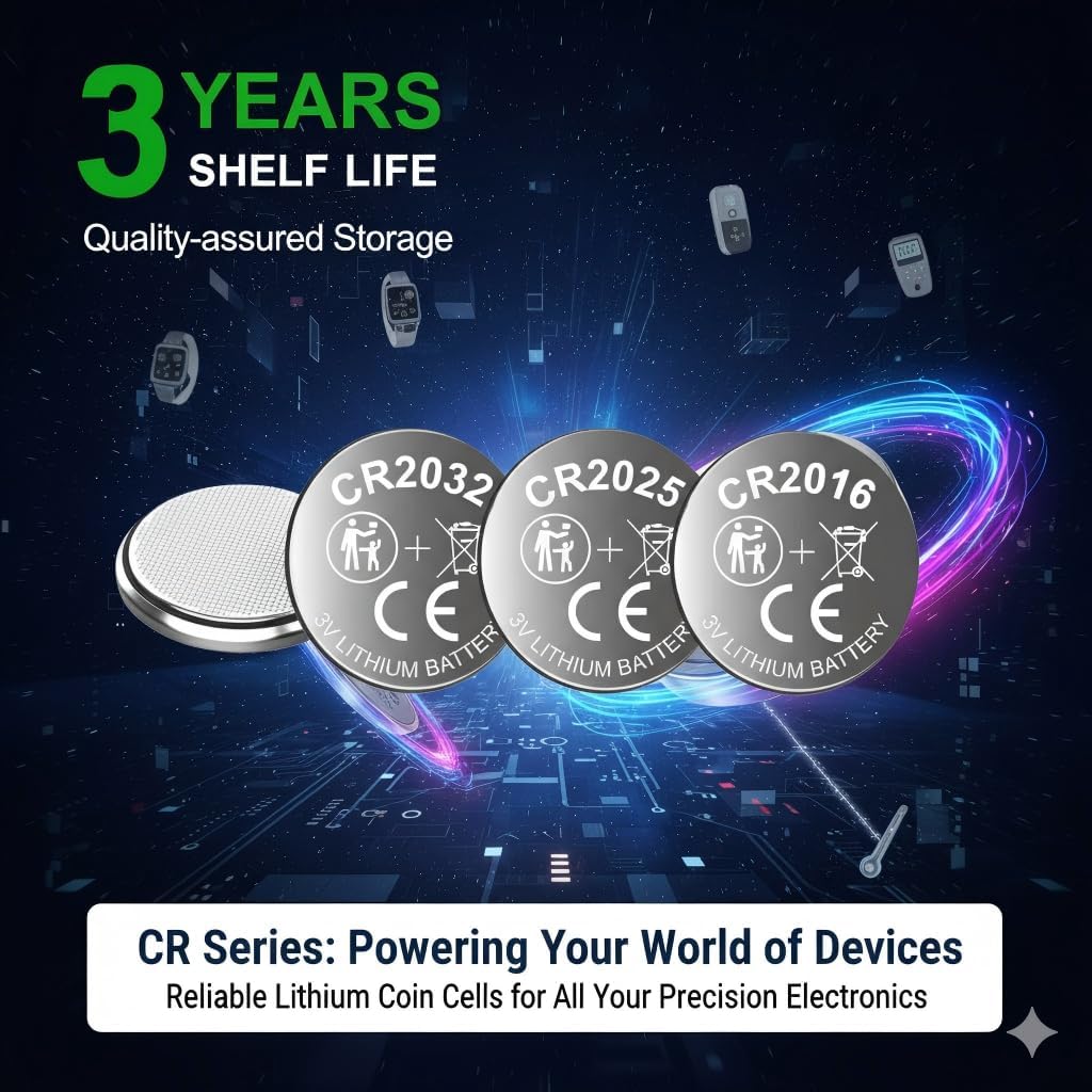 CR2032 Lithium 3v Coin Battery Assorted cr2025 cr2016 Battery, 16 Pack (cr2032 Batteries 8PCS, CR2025 4PCS, CR2016