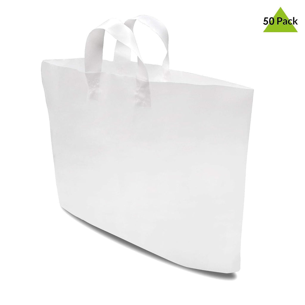Heavy Duty Plastic Shopping Bags, 19.5x4x15, 50 Pack