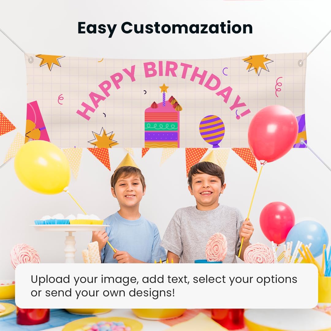 Customizable Vinyl Banner – Personalized Outdoor/Indoor Event Signage for Birthdays, Weddings, Graduations, Business