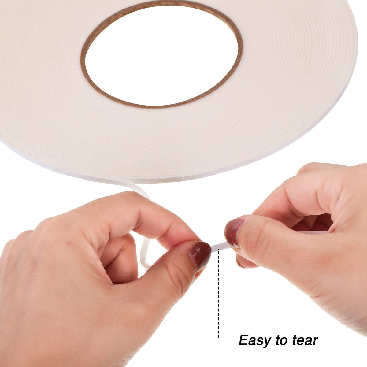 3 Rolls Double Sided Foam Tape, 1/8 Inch by 50 Feet, White