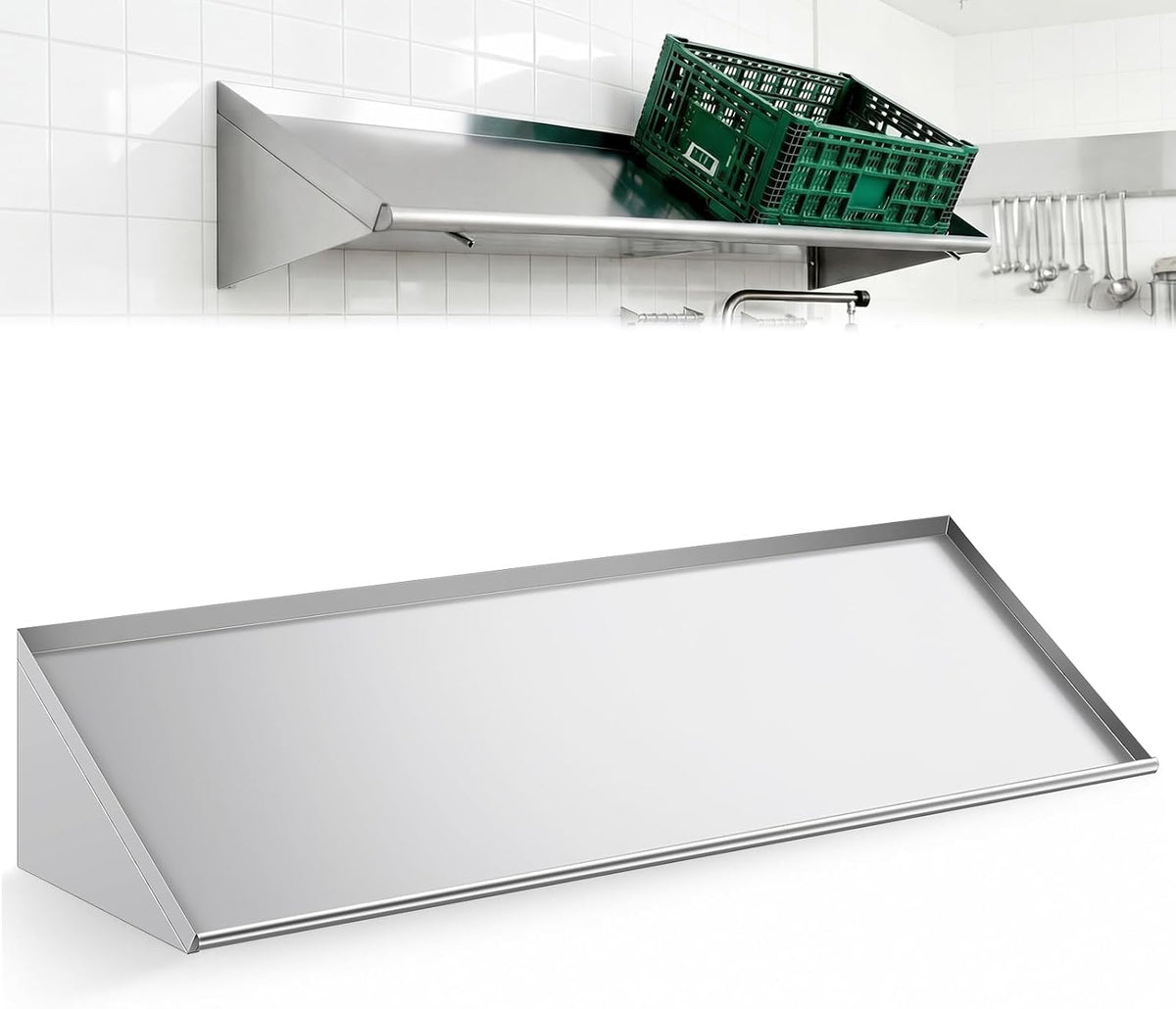 Otooling 63" x 22.5" Stainless Steel Wall Mounted Dish Drying Rack Shelf