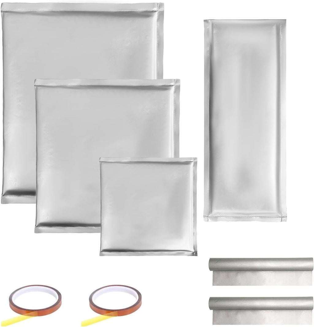 Heat Press Pillow Bundle - 8 Pack Including 4 Size Silver Heat Pressing Transfer Pillows, 2 Teflon Paper Sheets, 2