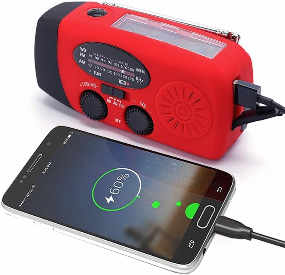 FM/AM/NOAA Weather Radio Hand Crank Self Powered Solar Portable Mini Emergency Survival Radios with 3 LED Super