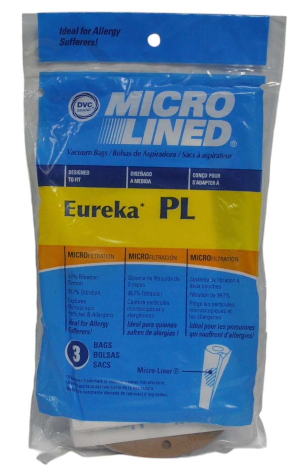 Microlined Vacuum Bags Designed to Fit Eureka Type PL Vacuums 471461