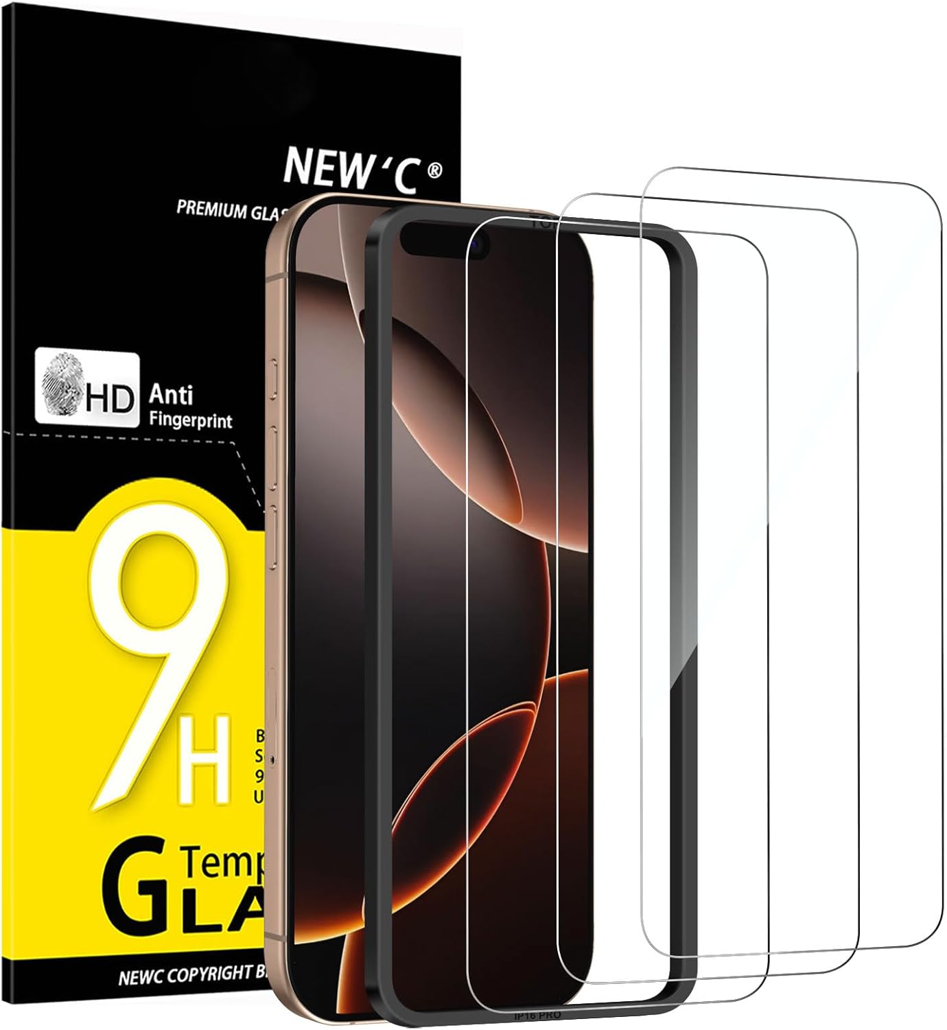 3 Pack Designed for iPhone 16 Pro, iPhone 17, 17 Pro Screen Protector (6.3 inches), Enhanced Tempered Glass