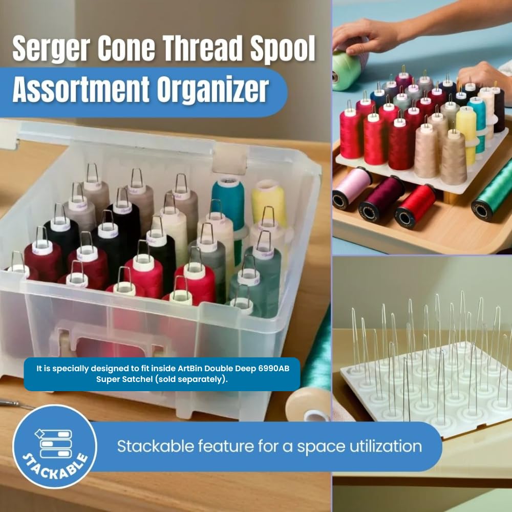 Super Satchel Cone Thread Tray, Serger Spool Organizer, White