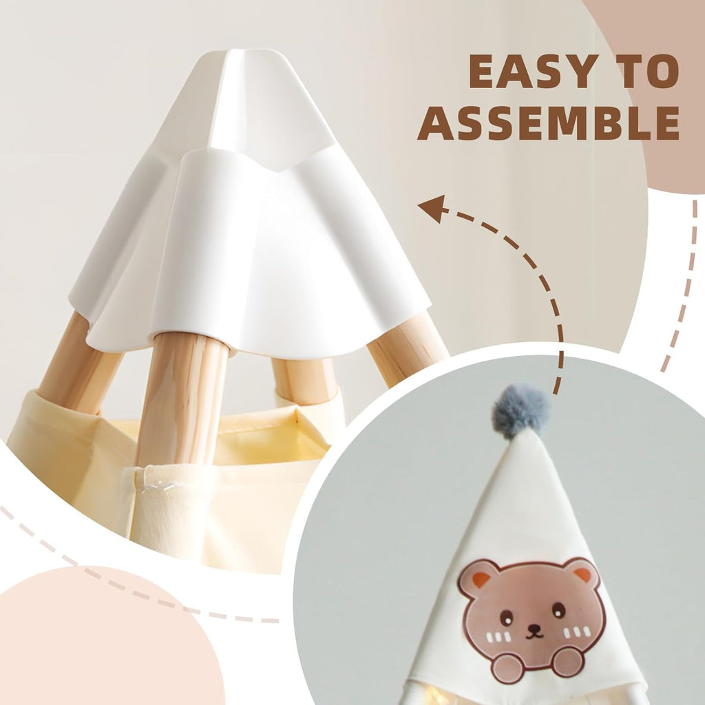 Teepee Tent for Kids-Portable Children Play Tent Indoor Outdoor (White with Mat)