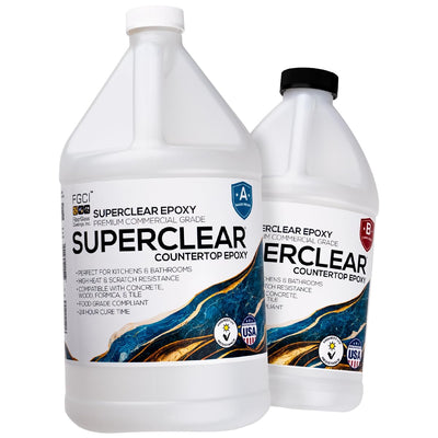Countertop Epoxy Resin Kit, Food-Safe Coating, Clear or Marble (Crystal Clear, 1.5 Gallon)