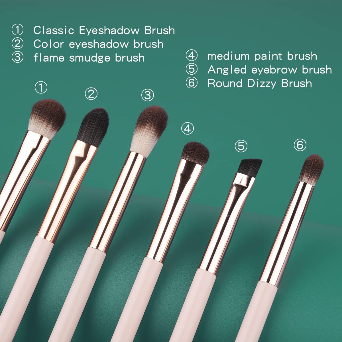 Eye Makeup Brush Set, 6 Pcs Professional Blending Eyeshadow Makeup Brushes for Concealer Eyebrows Eyeliner, Soft