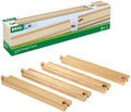 BRIO World 33341-4 Piece Long Straight Wooden Train Tracks | Expandable & Compatible Railway Set | Engineered for