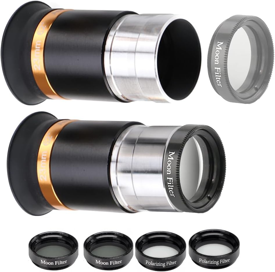 62° Aspheric Eyepiece Set, 1.25-Inch, 5X Barlow & Filters | Multi-focal eyepiece kit; fully multi-coated optics