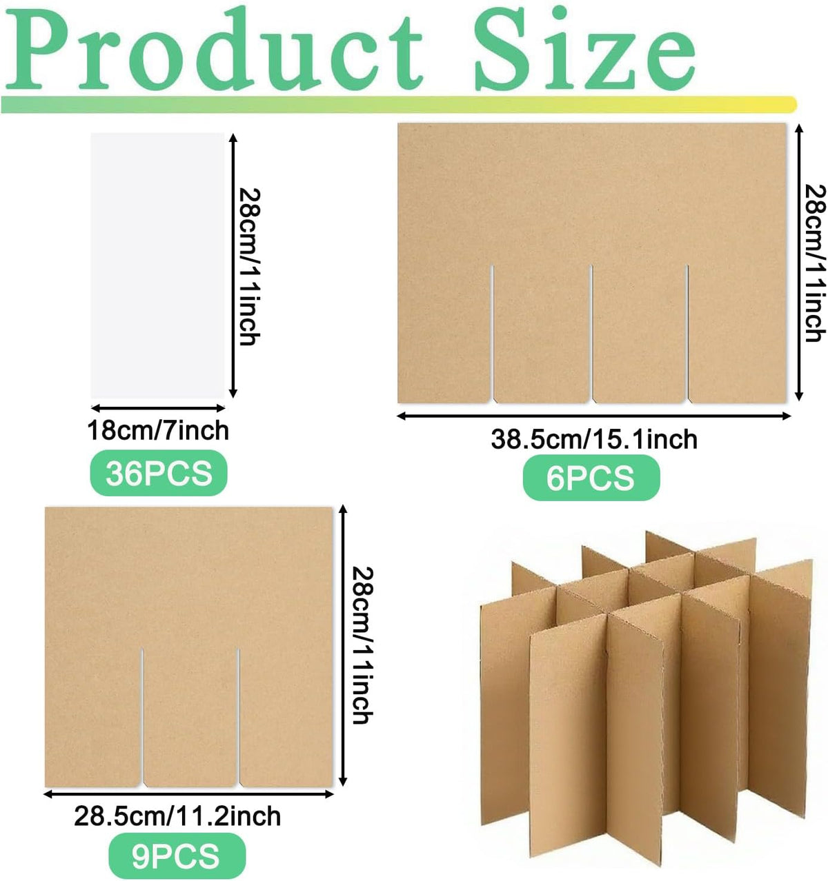 3-Pack Glassware Protection Set，Glassware Dish Packing Boxes Corrugated Dividers & 36 Foam Sleeves for 16x12x12