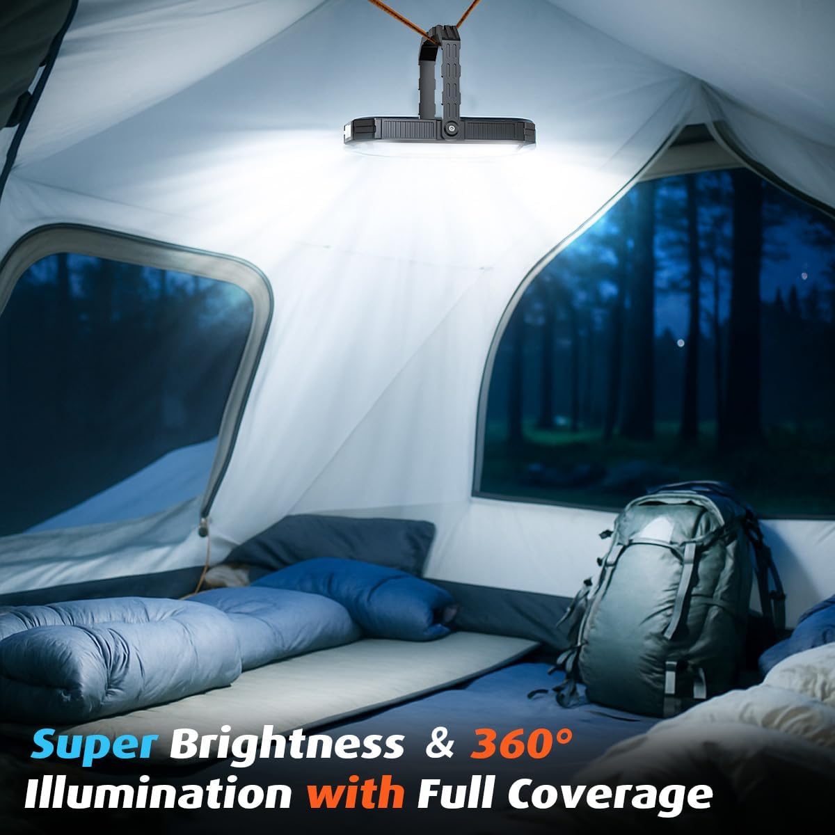 LED Camping Lantern Rechargeable, 10000mAh Portable Solar Camping Lights up to 120+ Hours, 12 Light Modes, Dimmable