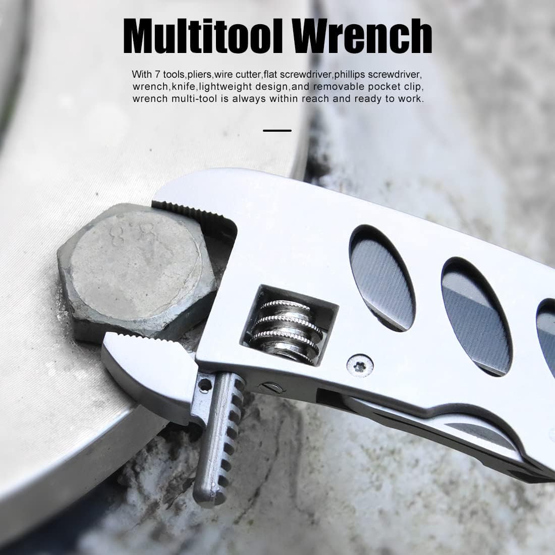 Multitool Wrench With 7 Tools/Pliers/Wire Cutter/Flat Screwdriver/Phillips Screwdriver/Portable Folding