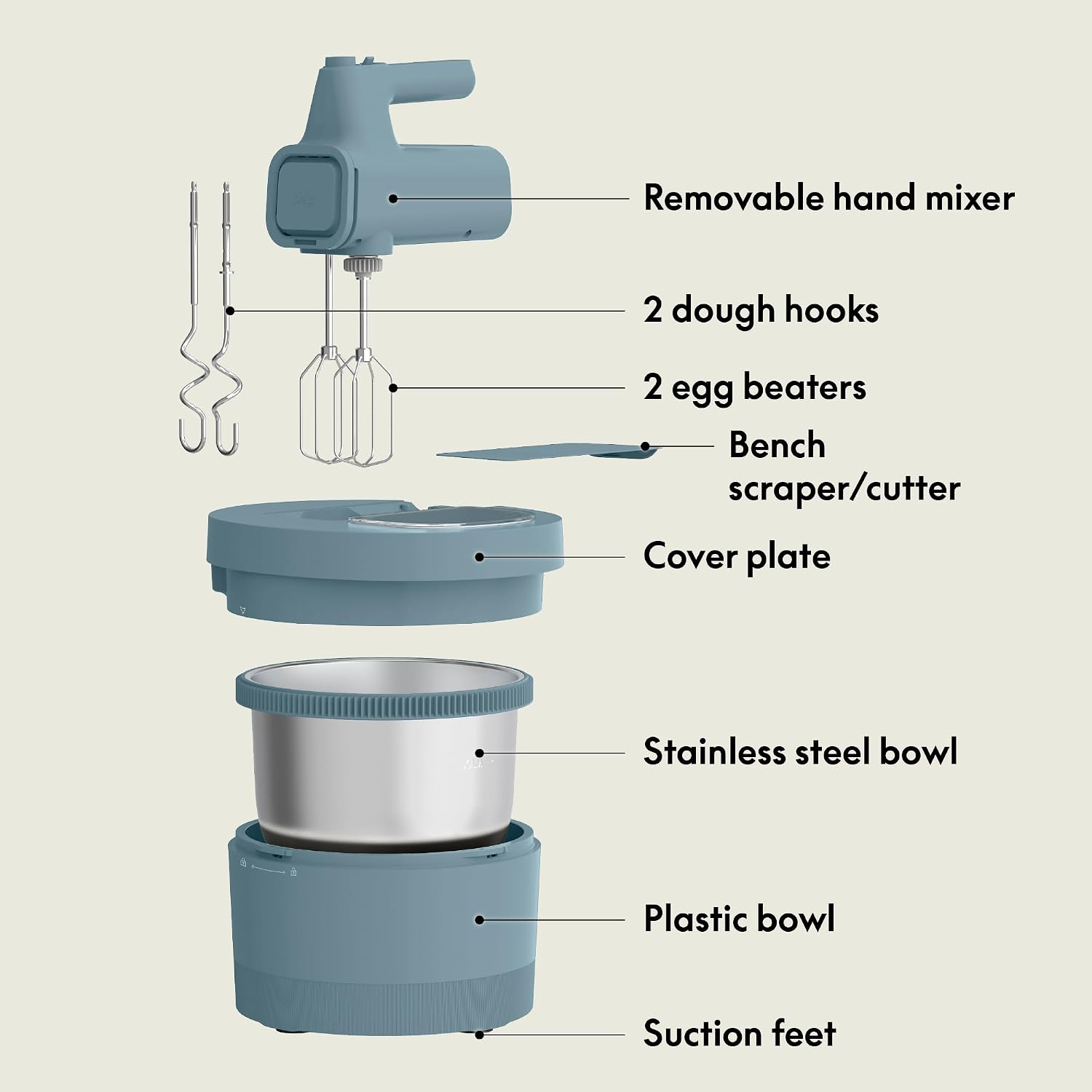 3.5 Qt Hand & Stand Mixer, 2 in 1 Electric Mixer with Bowl, Surf