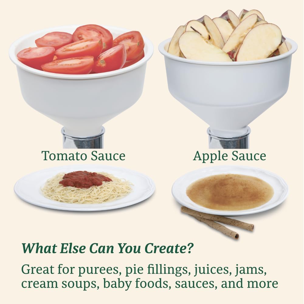 Johnny Apple Sauce Maker, Tomato Sauce Maker, Remove Skins & Seeds From Produce, Model 250 Clamp Based Food Strainer