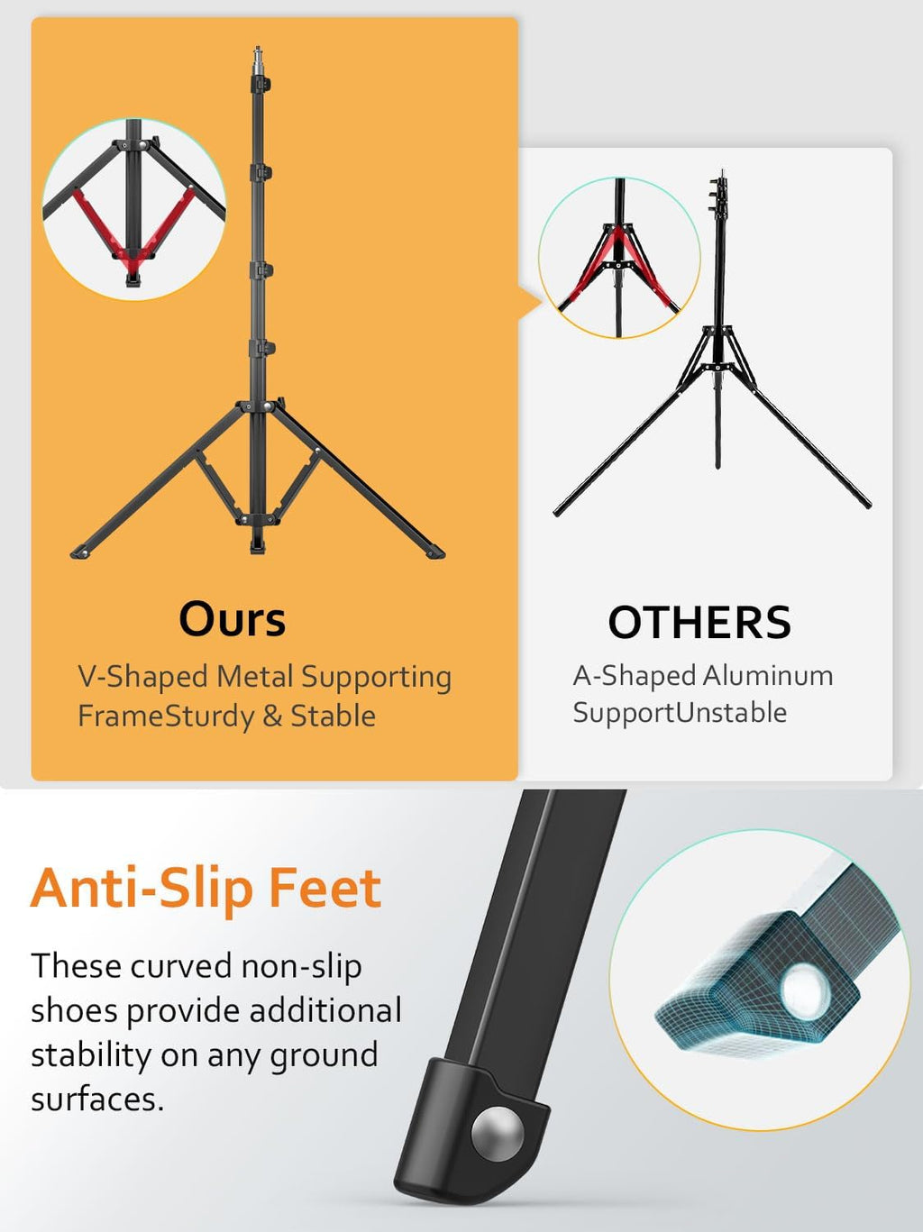 1.7M Complete Camera Tripod for Smartphones Camera Gimbal Stabilizers w/ 0.44m ~1.7m Aluminum Alloy Lighting Stand(T20)