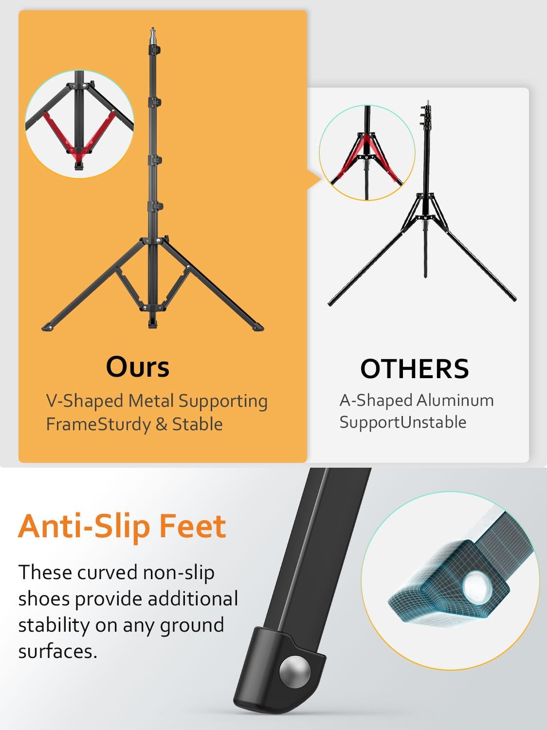 1.7M Complete Camera Tripod for Smartphones Camera Gimbal Stabilizers w/ 0.44m ~1.7m Aluminum Alloy Lighting Stand(T20)
