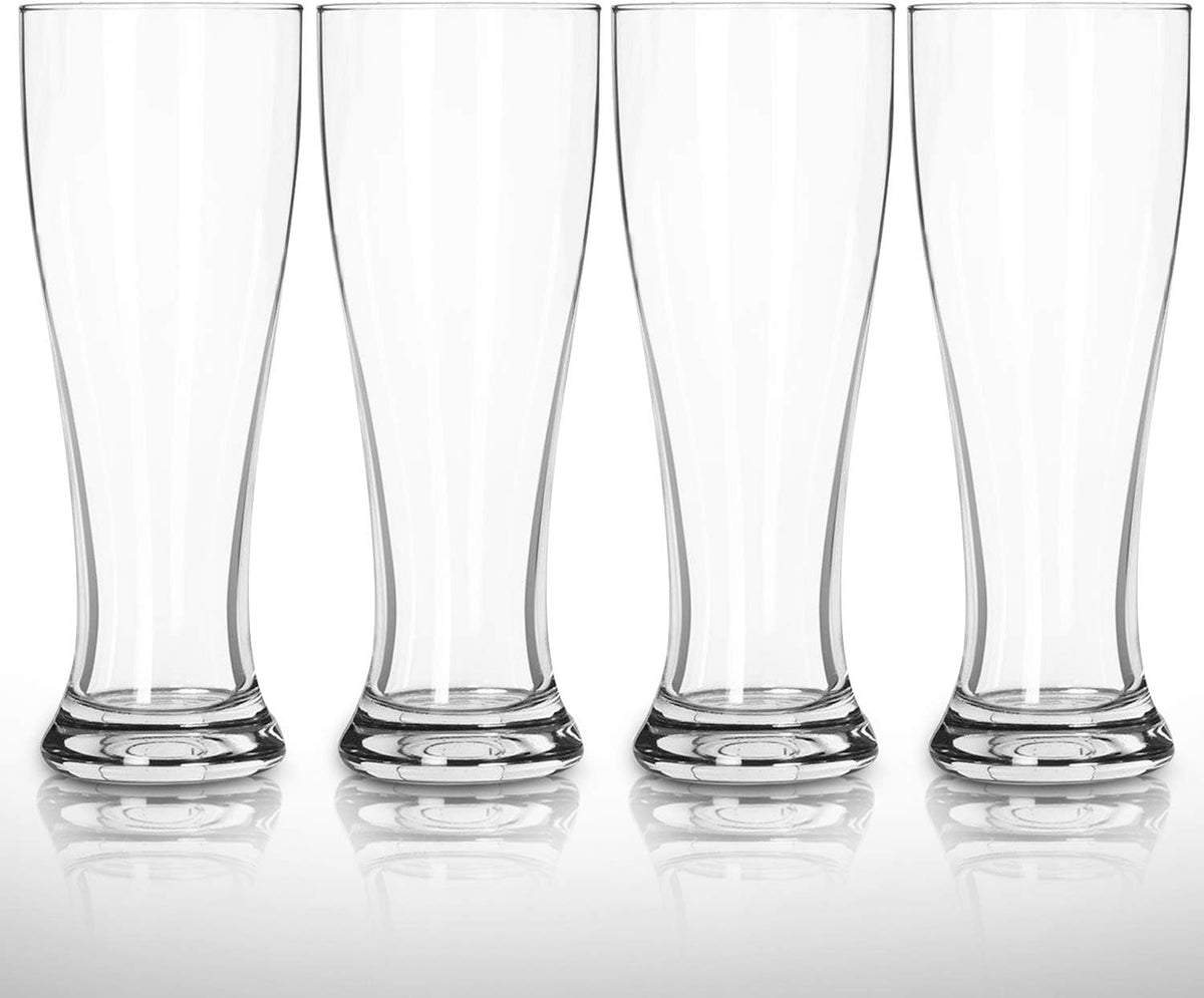 USA Made Nucleated Pilsner Glasses- Etched Beer Glass for Better Head Retention, Aroma and Flavor - 16 oz Craft Beer