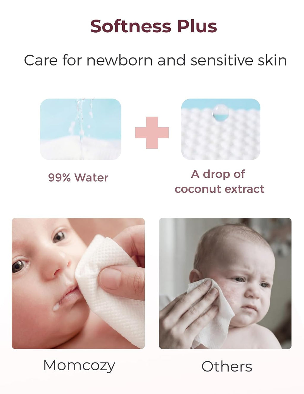 Baby Wipes, Unscented & Hypoallergenic, Gentle for Sensitive Skin | Plus Wipes-Size, Thickness, Moisture, Softness &