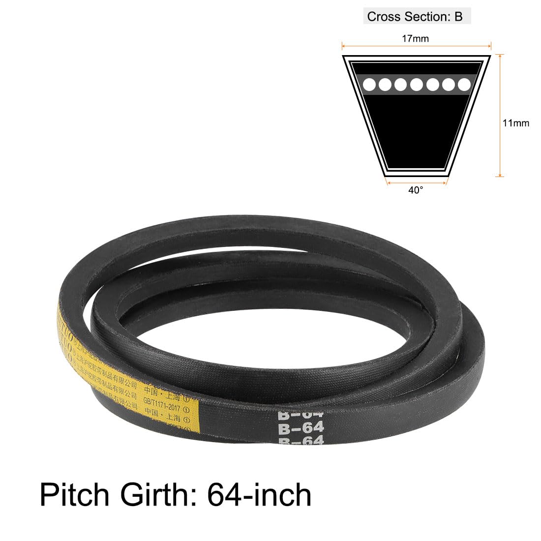 uxcell B-64 V-Belts 64" Pitch Length, B-Section Rubber Drive Belt