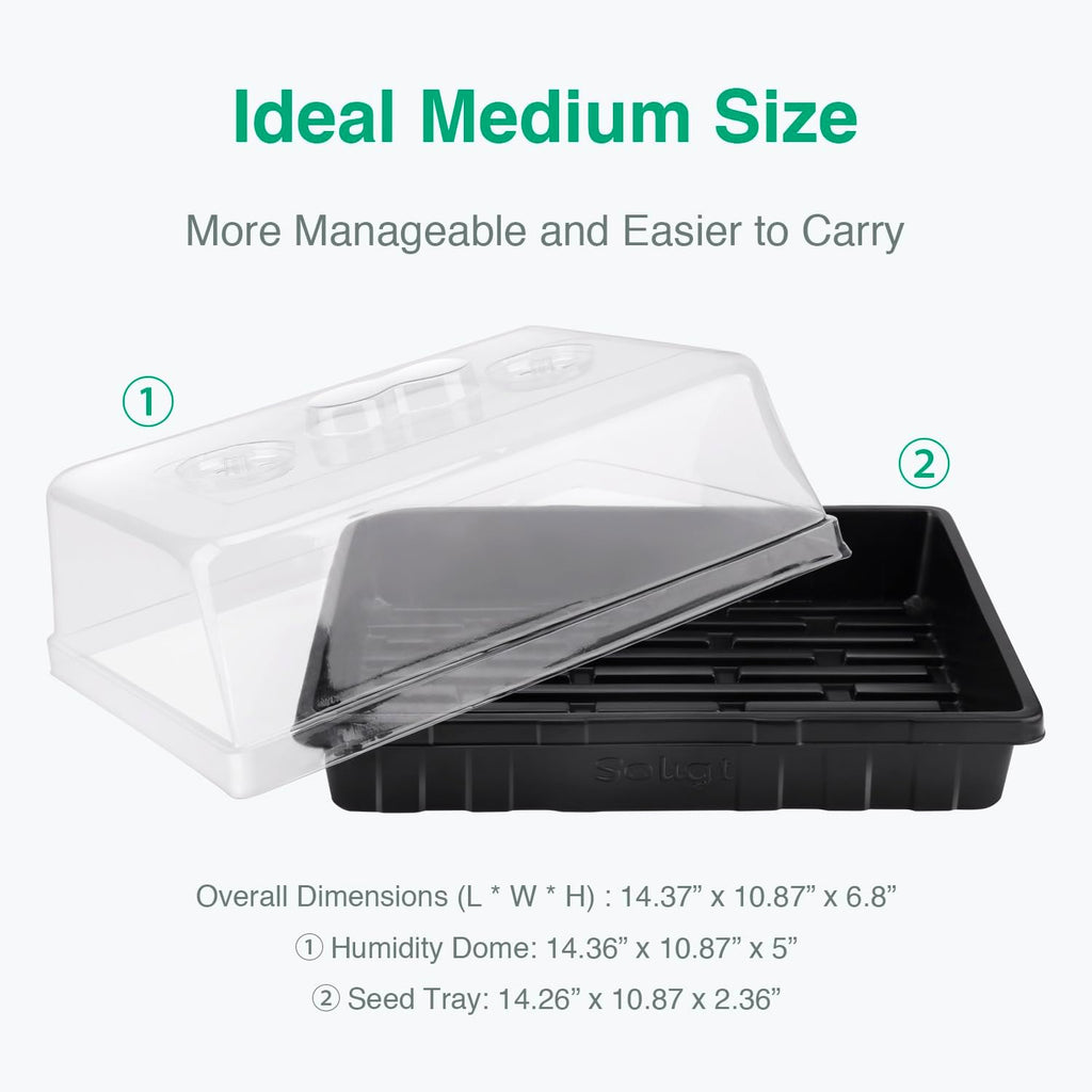 Thick Plastic 5-Set Strong Seed Starter Trays with 5" Humidity Domes