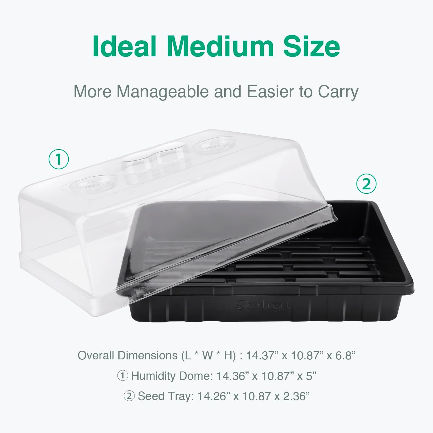 Thick Plastic 5-Set Strong Seed Starter Trays with 5" Humidity Domes