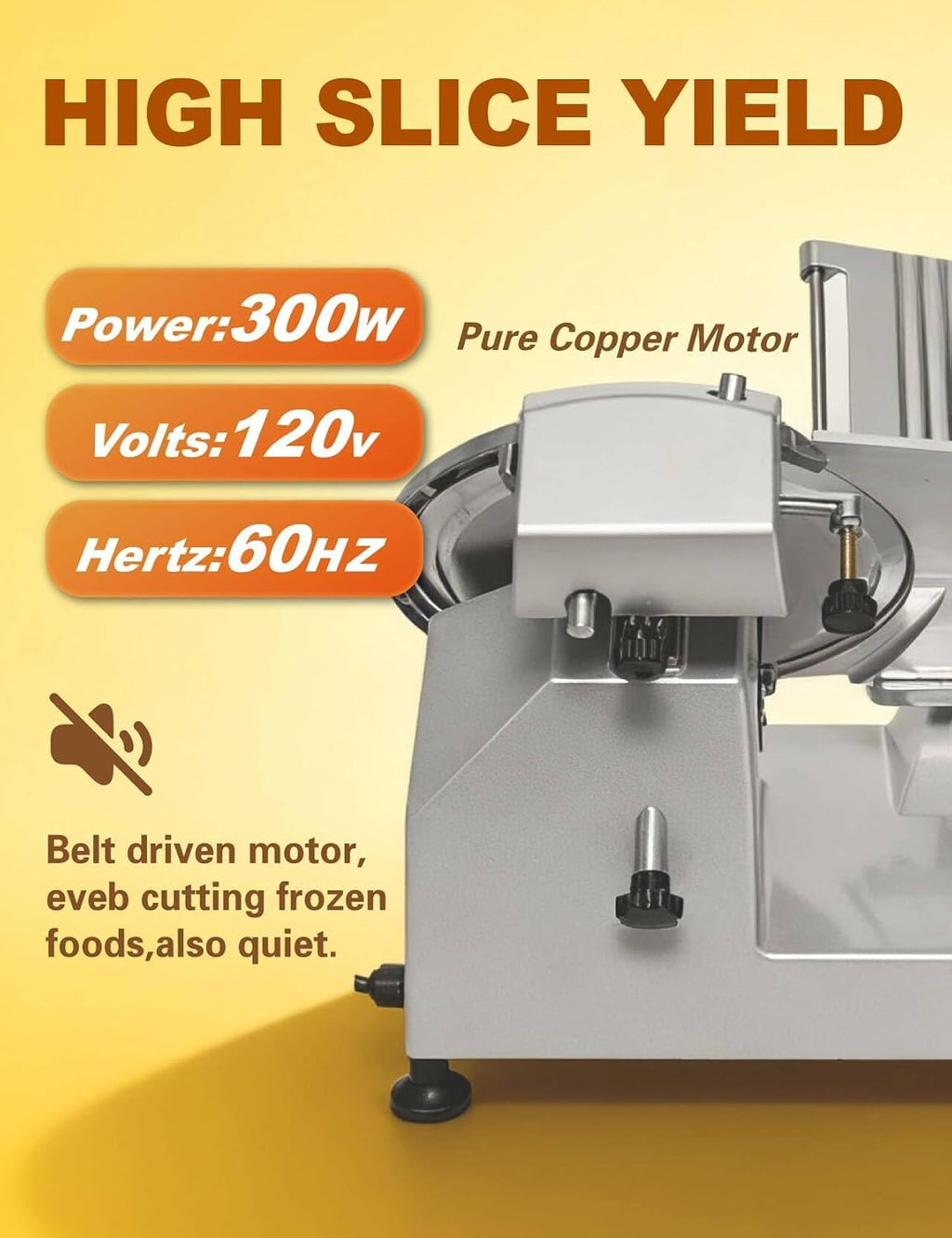 Electric Meat Slicer 10 Inch 300W Semi Auto Adjustable 0-15mm