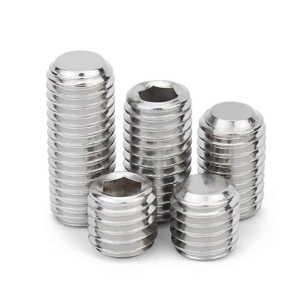 3/8-16 x 3/4'' (10 Pack) Set Screws, 304 Stainless Steel 18-8, Internal Hex Head Allen Drive Cup Point Screws (with Hex Key Wrench)
