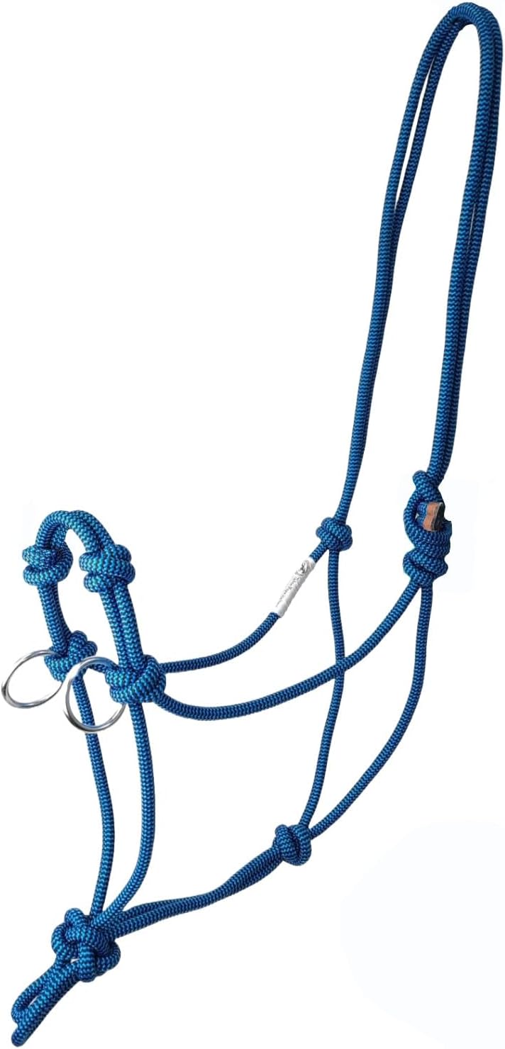 Copper Tip Series Horse Training Rope Halter – 4 Knot, 1/4" Stiff Cord with 2 Rings for Enhanced Control