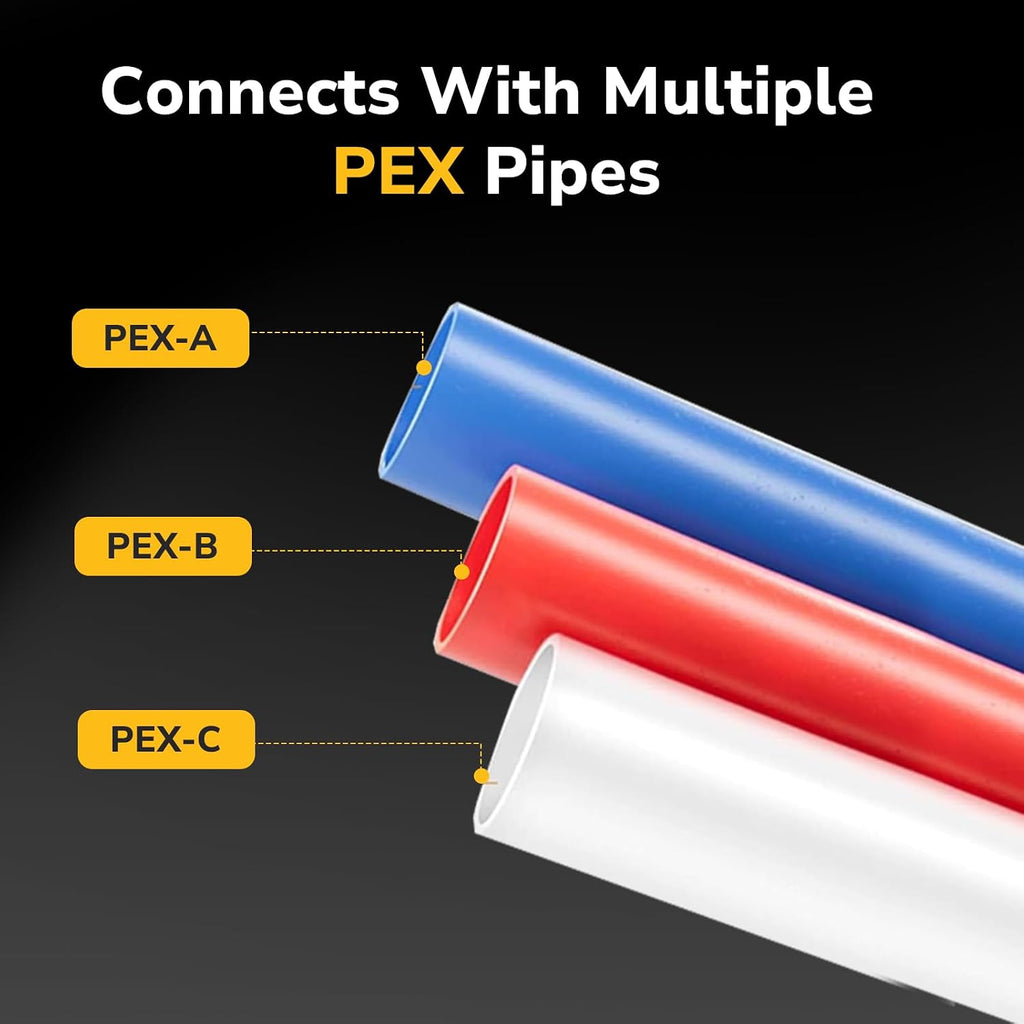 3/4" PEX Tee, PEX Fittings, Heavy-Duty Brass Crimp Fittings for PEX Pipes with Leak-Resistant Construction, NSF & UPC Certified, 5 Pack