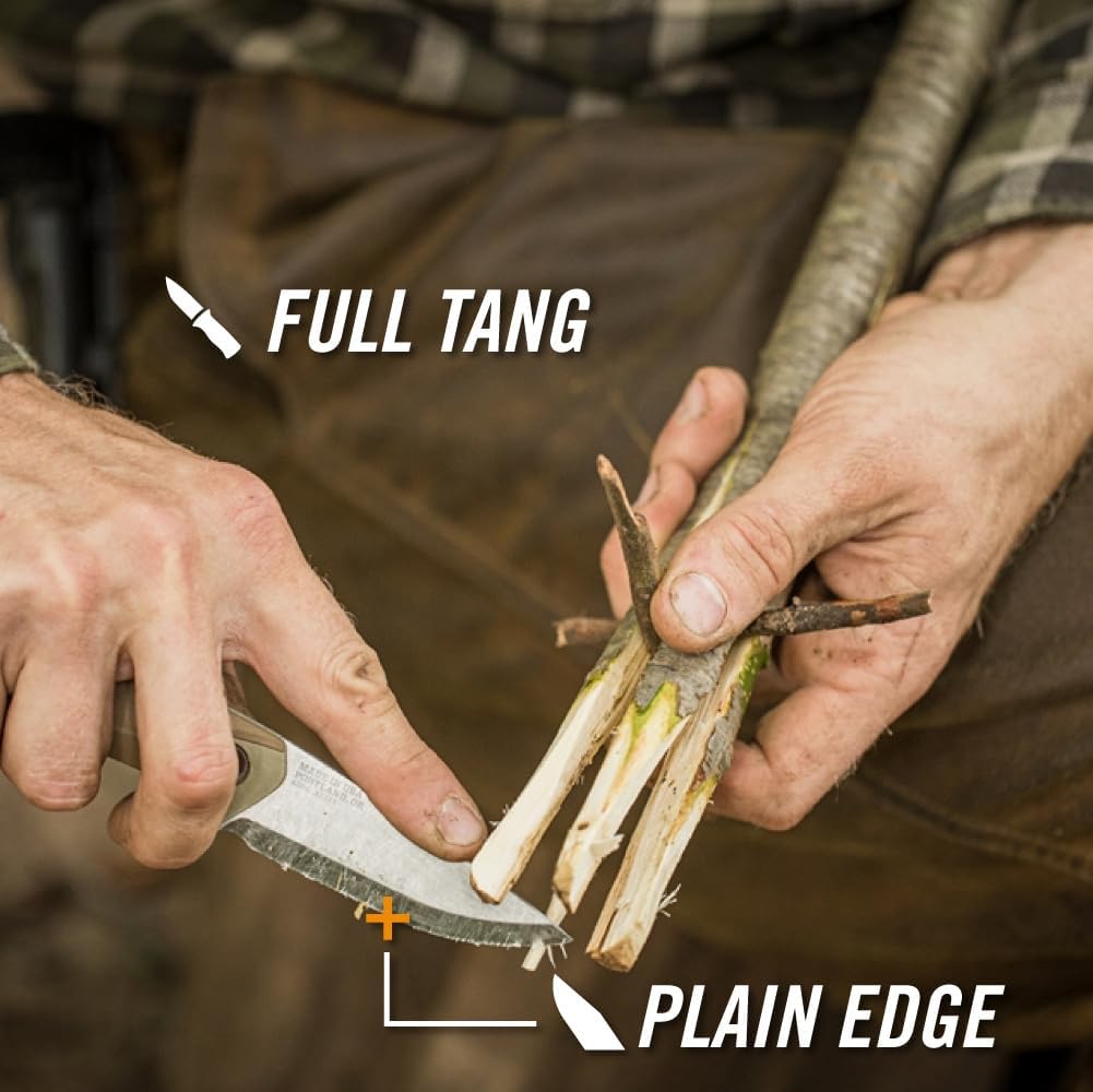 Principle - Fixed-Blade Survival Knife for Hunting, Camping & More - Features Firestriking Spine & Triple Mounting