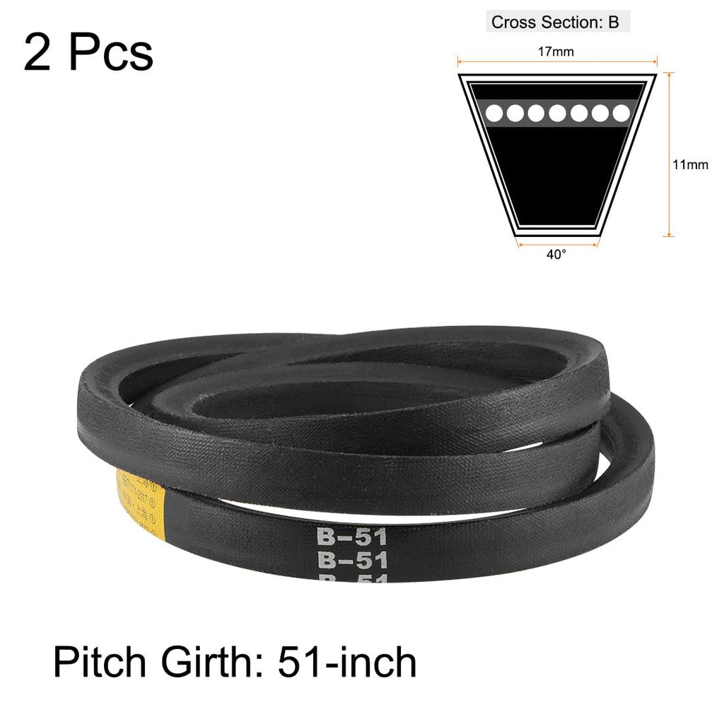 uxcell B51 V-Belts 51" Pitch Length, B-Section Rubber Drive Belt 2pcs