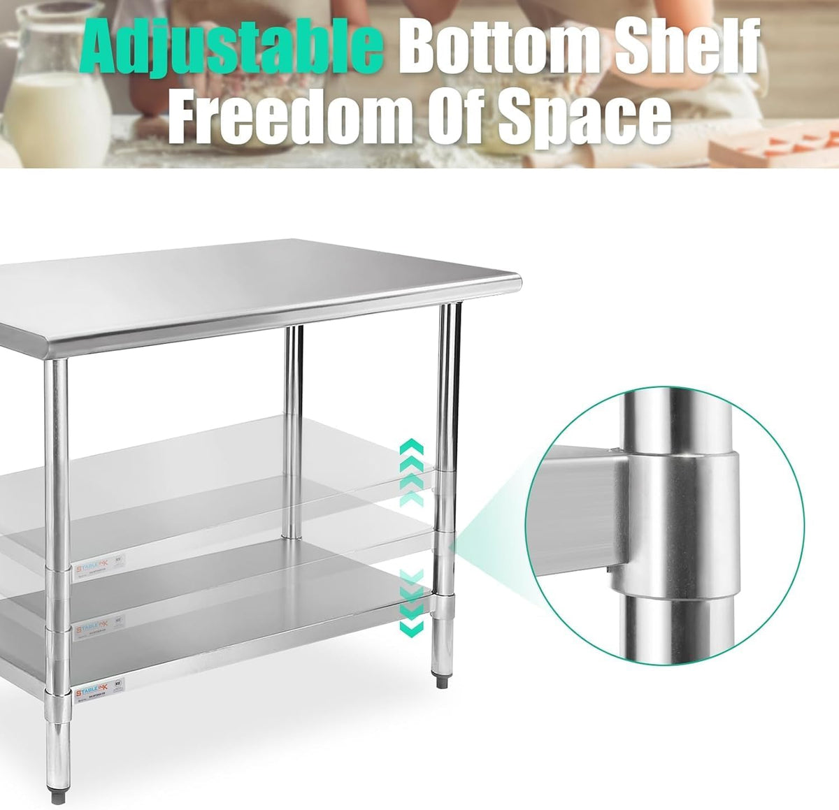 Stainless Steel Table with Undershelf 36x30 Inches 3ft for Prep