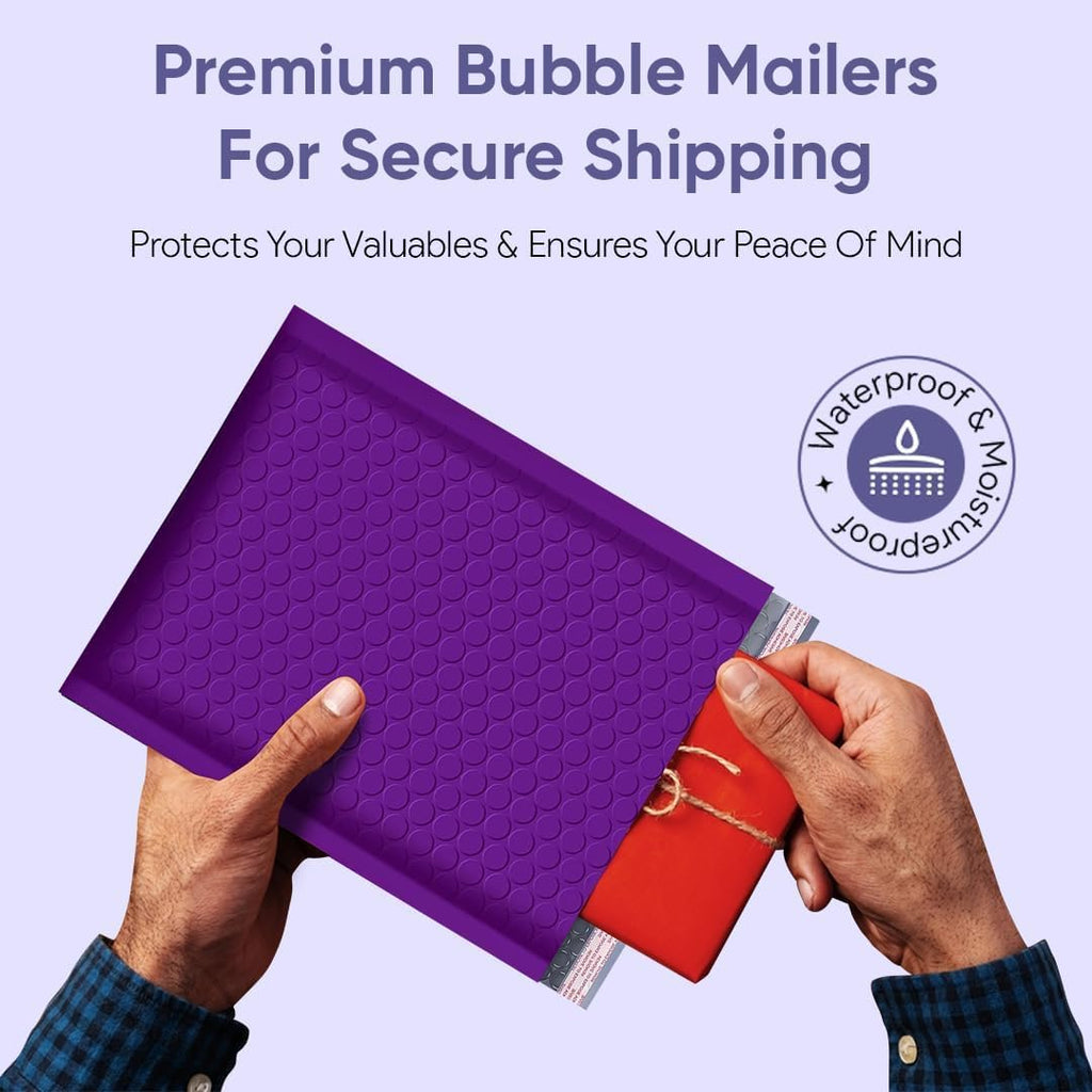 Purple Bubble Mailers 12.5x19, Self Seal Poly Padded Envelopes #6, 50 Pack