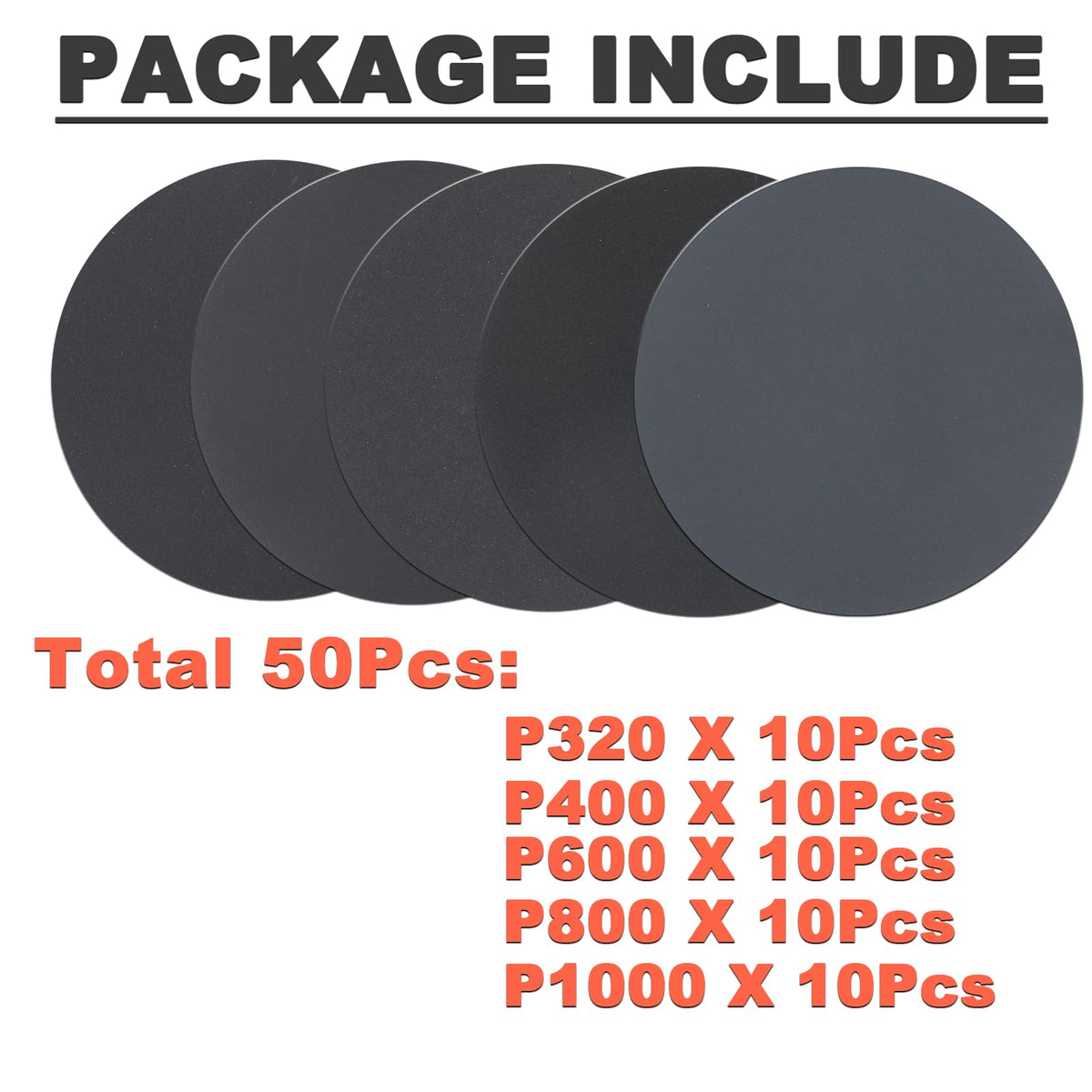 BMOTL 50Pcs 320-1000 Assorted Grit 6 Inch Sanding Discs Hook & Loop