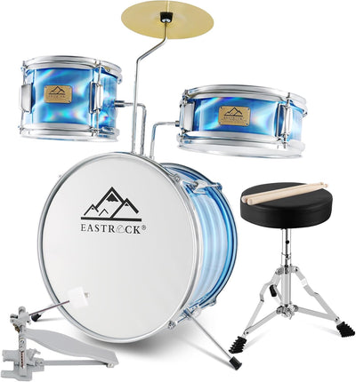 3 Piece 14'' Junior Drum sets for Drummer,Flash Blue | Drum Set for 5-7 Years Old with Adjustable