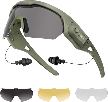 Safety Glasses ANSI Z87.1+ with Earplugs NRR 32dB | Range Protective Eyewear with Ear Protection, Anti-Fog Eye