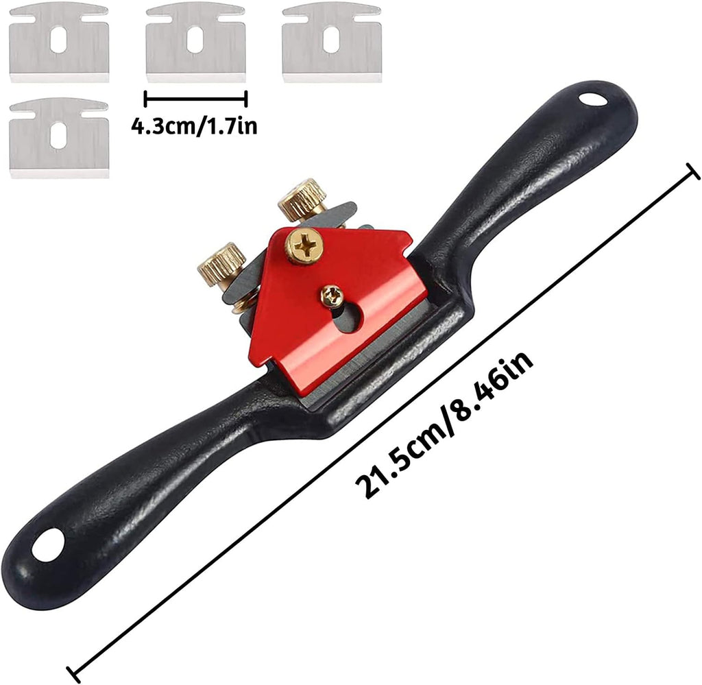 9'' Adjustable SpokeShave with 4 Blades, Home Woodworking Hand Planes, Portable Smoothing Planes Tool for Wood Craft