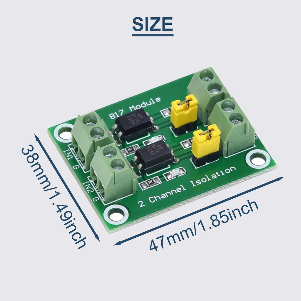 2 Pcs PC817 4 Channel Optocoupler Isolation Module 3.6-30V Voltage Converter Driver Photoelectric Isolated Board for Control Relay with 24AWG Wire