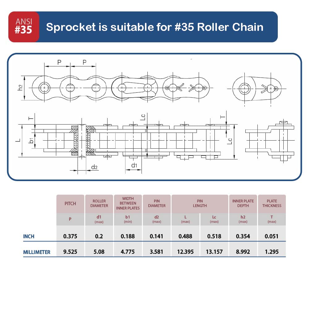 #35 Roller Chain Sprocket B Type 3/4" Bore Rust Prevention Hardened 15 Tooth